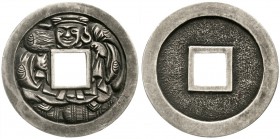CHINA und Südostasien, Japan, Amulette
Daikoku-Sen, Silber, geprägt. 25 mm; 4,26 g.
vorzüglich, schöne Patina