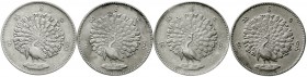 CHINA und Südostasien, Myanmar (Burma), Pagan 1846-1853
4 X Kyat CS 1214 = 1852 Pfau.
sehr schön