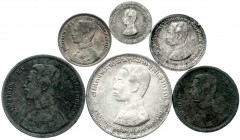 CHINA und Südostasien, Thailand, Rama V., 1868-1910
6 Münzen: 1/2, 1 und 2 Att Kupfer, 1/8, 1/4 und 1 Baht Silber. schön-sehr schön