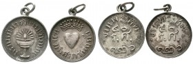 CHINA und Südostasien, Thailand, Rama V., 1868-1910
2 tragbare Silbermedaillen RS 126 = 1907. Gekröntes Herz und Kelch. Je 21 mm.
vorzüglich, schöne...