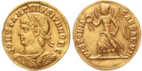 Römische Goldmünzen, Kaiserzeit, Constantin II. Caesar, 317-337
Solidus 317/337. CONSTANTINVS IVN NOB C. Belorbeerte, drapierte und kürassierte Büste...