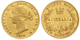 Ausländische Goldmünzen und -medaillen, Australien, Victoria, 1837-1901
Sovereign 1870 mit AUSTRALIA. 7,99 g. 917/1000.
sehr schön