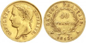 Ausländische Goldmünzen und -medaillen, Frankreich, Napoleon I., 1804-1814/15
40 Francs 1812 A, Paris. 12,9 g. 900/1000.
gutes sehr schön, prägebed....