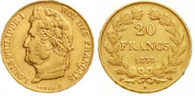 Ausländische Goldmünzen und -medaillen, Frankreich, Louis Philippe I., 1830-1848
20 Francs 1838 W, Lille 6,45 g. 900/1000
sehr schön, min. prägebed....