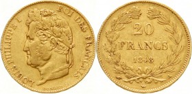 Ausländische Goldmünzen und -medaillen, Frankreich, Louis Philippe I., 1830-1848
20 Francs 1848 A. Paris. 6,45 g. 900/1000
sehr schön