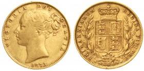 Ausländische Goldmünzen und -medaillen, Grossbritannien, Victoria, 1837-1901
Sovereign 1873 mit Die Nr. 5. 7,98 g. 917/1000.
sehr schön, selten