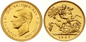 Ausländische Goldmünzen und -medaillen, Grossbritannien, Georg VI., 1937
1/2 Sovereign 1937. 3,99 g. 917/1000.
Polierte Platte, nur min. berührt, se...