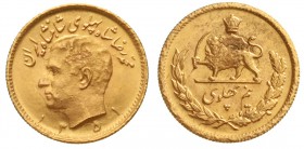 Ausländische Goldmünzen und -medaillen, Iran, Mohammed Reza Pahlavi, 1941-1979
1/2 Pahlavi SH 1351 = 1972. 4,07 g. 900/1000.
prägefrisch, prägebed. ...