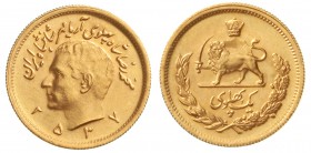 Ausländische Goldmünzen und -medaillen, Iran, Mohammed Reza Pahlavi, 1941-1979
Pahlavi MS 2537 = 1978. 8,14 g. 900/1000.
prägefrisch