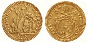 Ausländische Goldmünzen und -medaillen, Italien-Kirchenstaat, Pius VII., 1800-1823
Doppia romana anno IV (1803), Rom. 5,45 g.
vorzüglich