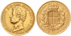 Ausländische Goldmünzen und -medaillen, Italien-Sardinien, Carl Albert, 1831-1849
20 Lire 1838 P, Anker. Genua.
sehr schön