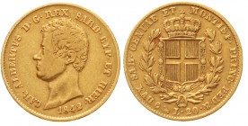 Ausländische Goldmünzen und -medaillen, Italien-Sardinien, Carl Albert, 1831-1849
20 Lire 1842 P, Anker. Genua.
sehr schön