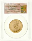 Ausländische Goldmünzen und -medaillen, Kanada, Britisch, seit 1763
10 Dollars 1913. 16,72 g. 900/1000. Im PCGS-Blister mit Grading MS 63+ (KM MS 63 ...