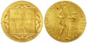 Ausländische Goldmünzen und -medaillen, Niederlande, Wilhelmina, 1890-1948
Dukat 1928, Utrecht. 3,49 g. 986/1000.
vorzüglich/Stempelglanz