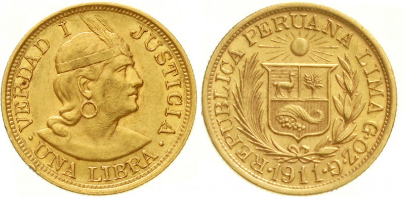 Ausländische Goldmünzen und -medaillen, Peru, Republik, seit 1821
Libra (Pound)...