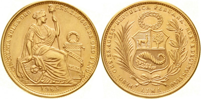 Ausländische Goldmünzen und -medaillen, Peru, Republik, seit 1821
50 Soles 1965...