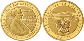 Ausländische Goldmünzen und -medaillen, Polen, Republik, seit 1989
200 Zloty 2007. 125. Geburtstag von Karol Szymanowski . 15,5 g. 900/1000. In Origi...