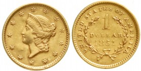 Ausländische Goldmünzen und -medaillen, Vereinigte Staaten von Amerika, Unabhängigkeit, seit 1776
Dollar 1851, Philadelphia. 1,67 g. 900/1000.
sehr ...