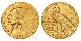 Ausländische Goldmünzen und -medaillen, Vereinigte Staaten von Amerika, Unabhängigkeit, seit 1776
2 1/2 Dollars 1912. Indian Head. 4,18 g. 900/1000
...