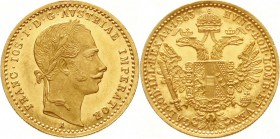 Gold der Habsburger Erblande und Österreichs, Haus Habsburg, Franz Joseph I., 1848-1916
Dukat 1863 A, Wien
fast Stempelglanz