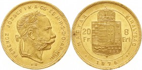 Gold der Habsburger Erblande und Österreichs, Haus Habsburg, Franz Joseph I., 1848-1916
8 Forint/20 Francs 1876 KB, für Ungarn. 6,45 g. 900/1000
vor...