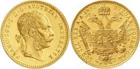 Gold der Habsburger Erblande und Österreichs, Haus Habsburg, Franz Joseph I., 1848-1916
Dukat 1892. vorzüglich/Stempelglanz