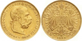 Gold der Habsburger Erblande und Österreichs, Haus Habsburg, Franz Joseph I., 1848-1916
20 Kronen 1892. 6,78 g. 900/1000.
vorzüglich, kl. Randfehler...