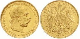 Gold der Habsburger Erblande und Österreichs, Haus Habsburg, Franz Joseph I., 1848-1916
10 Kronen 1896. 3,39 g. 900/1000.
vorzüglich