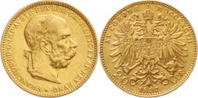 Gold der Habsburger Erblande und Österreichs, Haus Habsburg, Franz Joseph I., 1848-1916
20 Kronen 1897. 6,78 g. 900/1000.
vorzüglich, kl. Kratzer