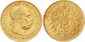 Gold der Habsburger Erblande und Österreichs, Haus Habsburg, Franz Joseph I., 1848-1916
10 Kronen 1897. 3,39 g. 900/1000.
vorzüglich