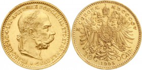 Gold der Habsburger Erblande und Österreichs, Haus Habsburg, Franz Joseph I., 1848-1916
10 Kronen 1905. 3,39 g. 900/1000.
vorzüglich/Stempelglanz