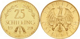 Gold der Habsburger Erblande und Österreichs, Österreich, 1. Republik, 1918-1938
25 Schilling 1929. 5,87 g. 900/1000.
vorzüglich/Stempelglanz, winz....