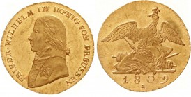 Altdeutsche Goldmünzen und -medaillen, Brandenburg-Preussen, Friedrich Wilhelm III., 1797-1840
Friedrichs d'or 1809 A, Berlin. 6,66 g.
gutes vorzügl...