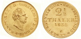 Altdeutsche Goldmünzen und -medaillen, Braunschweig-Calenberg-Hannover, Wilhelm IV., 1830-1837
2 1/2 Taler 1835 B (Ludwig August Brüel). 3,31 g.
vor...