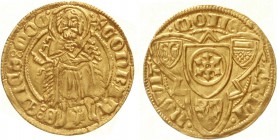 Altdeutsche Goldmünzen und -medaillen, Mainz-Erzbistum, Konrad II., Herr zu Weinsberg, 1390-1396
Goldgulden o.J. (1390/91) Bingen. Mit COnRAD - S: EL...