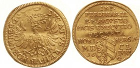 Altdeutsche Goldmünzen und -medaillen, Nürnberg, Stadt
Dukat 1650. Westfälischer Friede: Friedensvollziehungsschluss. Titel Ferdinand III. 3,56 g.
g...