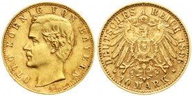 Reichsgoldmünzen, Bayern, Otto, 1886-1913
10 Mark 1896 D. gutes sehr schön