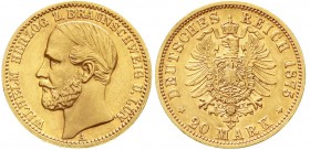 Reichsgoldmünzen, Braunschweig, Wilhelm, 1830-1884
20 Mark 1875 A. vorzüglich