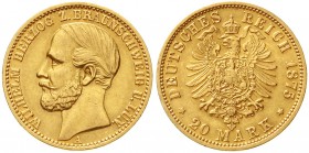 Reichsgoldmünzen, Braunschweig, Wilhelm, 1830-1884
20 Mark 1875 A. sehr schön