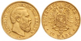 Reichsgoldmünzen, Hessen, Ludwig IV., 1877-1892
10 Mark 1879 H. vorzüglich