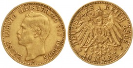 Reichsgoldmünzen, Hessen, Ernst Ludwig, 1892-1918
10 Mark 1896 A. sehr schön