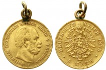 Reichsgoldmünzen, Preußen, Wilhelm I., 1861-1888
5 Mark 1878 A. Mit Henkel und Öse
fast sehr schön, Druckstelle am Rand