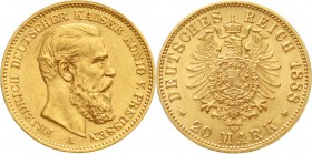 Reichsgoldmünzen, Preußen, Friedrich III., 1888
20 Mark 1888 A. vorzüglich