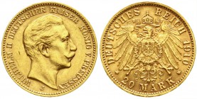 Reichsgoldmünzen, Preußen, Wilhelm II., 1888-1918
20 Mark 1910 J. Hamburg vorzüglich