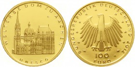 Goldmünzen der Bundesrepublik Deutschland, Euro, Gedenkmünzen, ab 2002
100 Euro 2012 A, Aachen. 1/2 Unze Feingold. In Originalschatulle mit Zertifika...