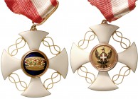 Orden und Ehrenzeichen aus Gold, Italien
Großkreuz zum Orden der Krone Italiens am Halsband. GOLD 14 Karat. In der Öse Punzen Hundekopf mit '14' und ...