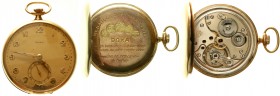 Uhren aus Gold, Taschenuhren
Open face Taschenuhr der Marke DOXA, 1935 (graviert). Gelbgold 585, Ankerhemmung, 16 Steine. Monogramm- u. Jahreszahlgra...
