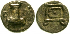 Altgriechische Münzen, Sizilien, Panormos
Bronze Hemilitron (?) 16 mm nach 241 v. Chr. DD. Turm auf Postament/Altar. Calciati I, S.357.
sehr schön, ...