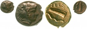 Altgriechische Münzen, Sizilien, Selinus
Bronze Hemilitron 415/409 v. Chr. Kopf des Herakles im Löwenskalp r./Köcher und Bogen.
vorzügliches Prachte...