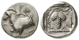 Altgriechische Münzen, Thrakia, Maroneia
Tetrobol um 370 v. Chr. Pferdeprotome l./Weinstock. 2,79 g.
vorzüglich, Prachtexemplar